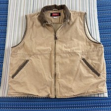 Wrangler Hero Vest Mens XL Tan Canvas Sherpa Lined Full Zip Outdoor Workwear