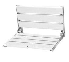 Wall Mounted Shower Seat   16IN Teak Fold Down Shower Seat for Elderly, White