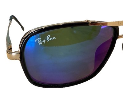 Ray-Ban RB4413 58-14-135 Sunglasses Black & Gold Square Blue