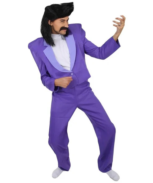 Disfraz Balthazar Traje Púrpura Oscuro y Cuello Alto Halloween Hombre Conjunto