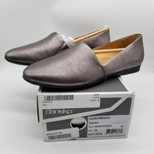 Dansko Larisa Slip-On Loafers Flats Women 7.5 Metallic Pewter Leather Comfort