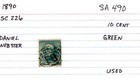 USA 1890 Daniel Webster 10 Cent Postage Stamp Green Used Sc 226 SA 490 — photo 2