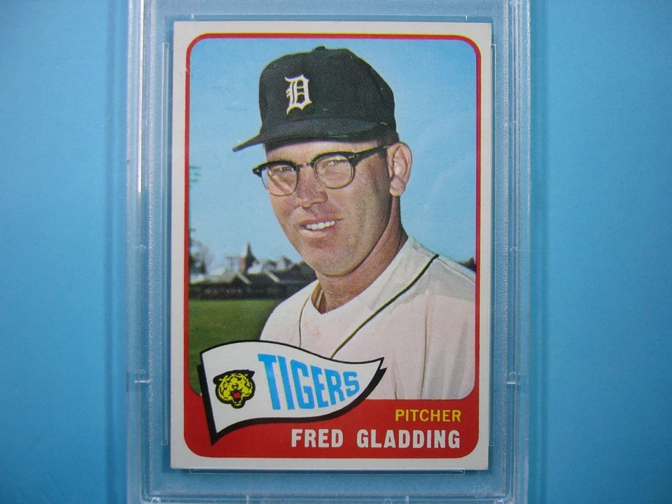 Tarjeta de béisbol 1965 Topps MLB #37 Fred Gladding PSA 8 casi nueva/como nueva nítida+ '65 GL Foto 3 de 4