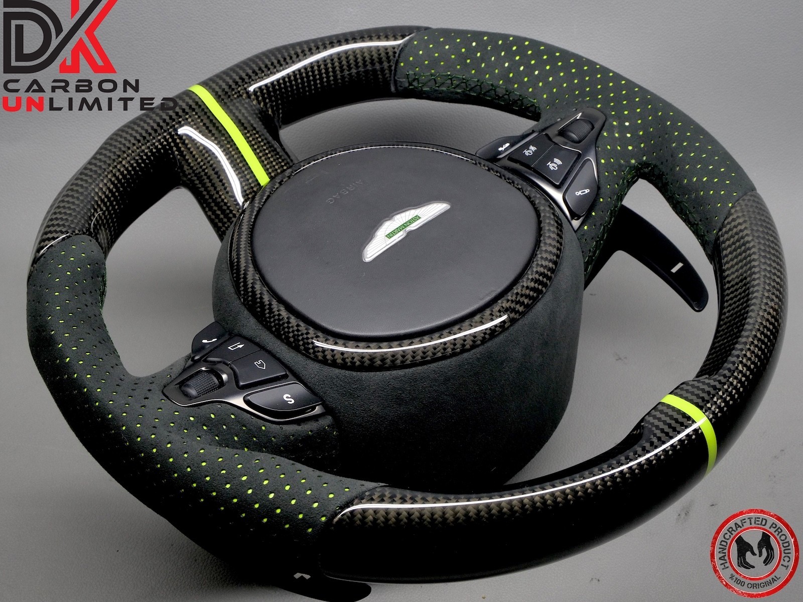 Aston Martin DB11 DBS Vantage AMR Green Ring Alcantara Carbon Steering Wheel v3
