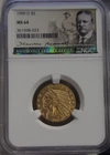 1909 D US $5 Indian Gold Piece NGC MS64 Roosevelt Legacy Series.