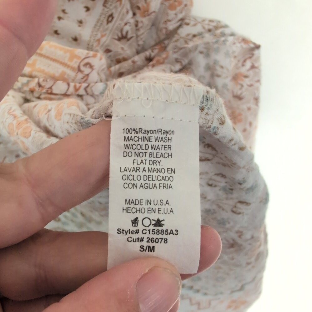 Final Touch Tan Boho Patchwork Tunic Top Size S - image 9