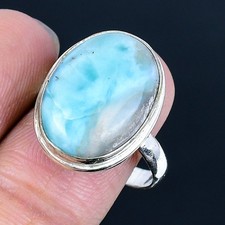 Republic Larimar Handmade 925 Sterling Silver Jewelry Ring US Size 9