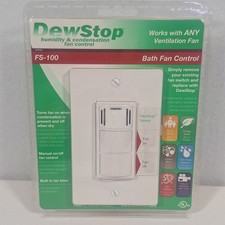 Control de ventilador de baño con detección de humedad y condensación DewStop Fs-100-W1 blanco NUEVO