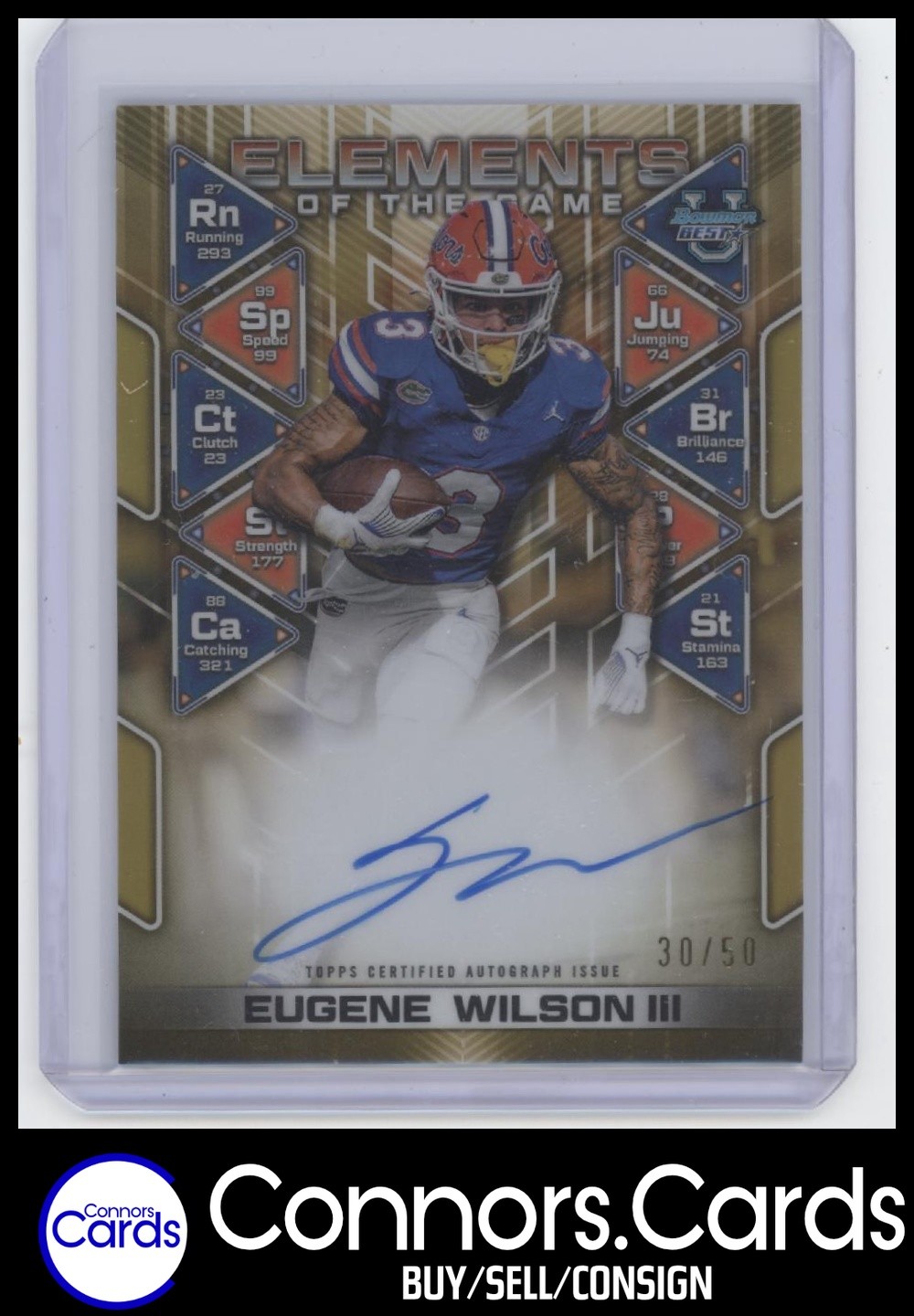 Eugene Wilson III Auto 2024 Bowman University Best Elements of the Game Gold /50