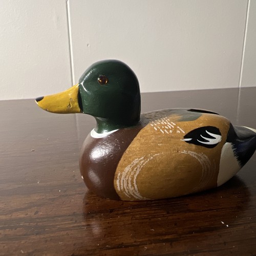 2 Vtg Small Duck Decoy With Glass Eyes From Taiwan - Picture 4 of 9