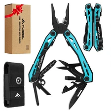 FLISSA 16-in-1 Multi-Tool Pliers Pocket Knife EDC w/ Belt Clip & Pouch, Stainles
