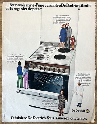Vintage De Dietrich Stove Ad French Kitchen Appliance Print 1970s Design