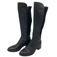 Franco Sarto Liora Black Leather Suede Knee High Riding Boots Women's Size 8M