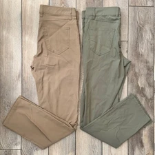 Weatherproof Vintage Men's Hybrid Tech Pants Khaki Green 32X32 (34x30) Lot of 2