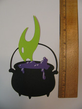 HALLOWEEN Die Cut WITCH'S CAULDRON Paper Pieced HANDMADE NEW