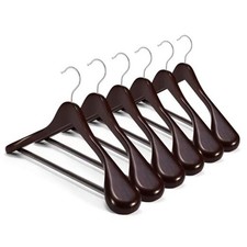 Wood Suit Hangers for Men, Wide Shoulder Wooden Hangers 6 Pack Cherry Wood