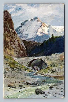 Germany- Snowy Mountains Natural Stone Arch Spitgerber Jr Old Vintage Postcard