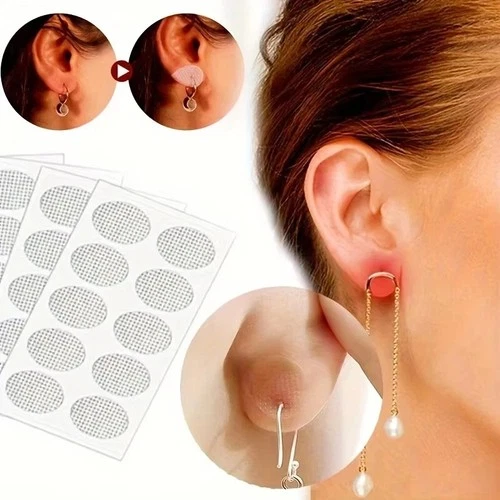 100Pcs Clear Invisible Earlobe Stickers For Stretched Ears & Heavy Earrings - product listing photo