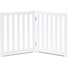 24-Inch High Freestanding Pet Gate - Foldable Solid Wood Design for Small Spaces