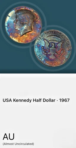 1967 40% Silver Kennedy Half Dollar Beautifully Toned, AU