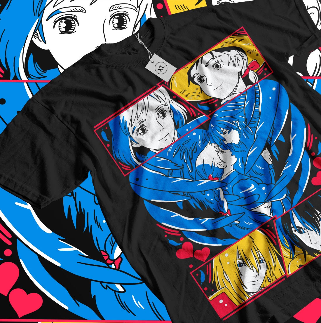 Howl And Sophie T-shirt Howl's Moving Castle Hayao Miyazaki Anime Gifts Shirt thumbnail 2
