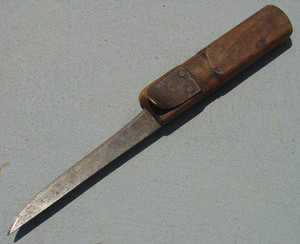 Antique Vtg Primitive Russell Green River Works Modified Boning Knife FingerRest