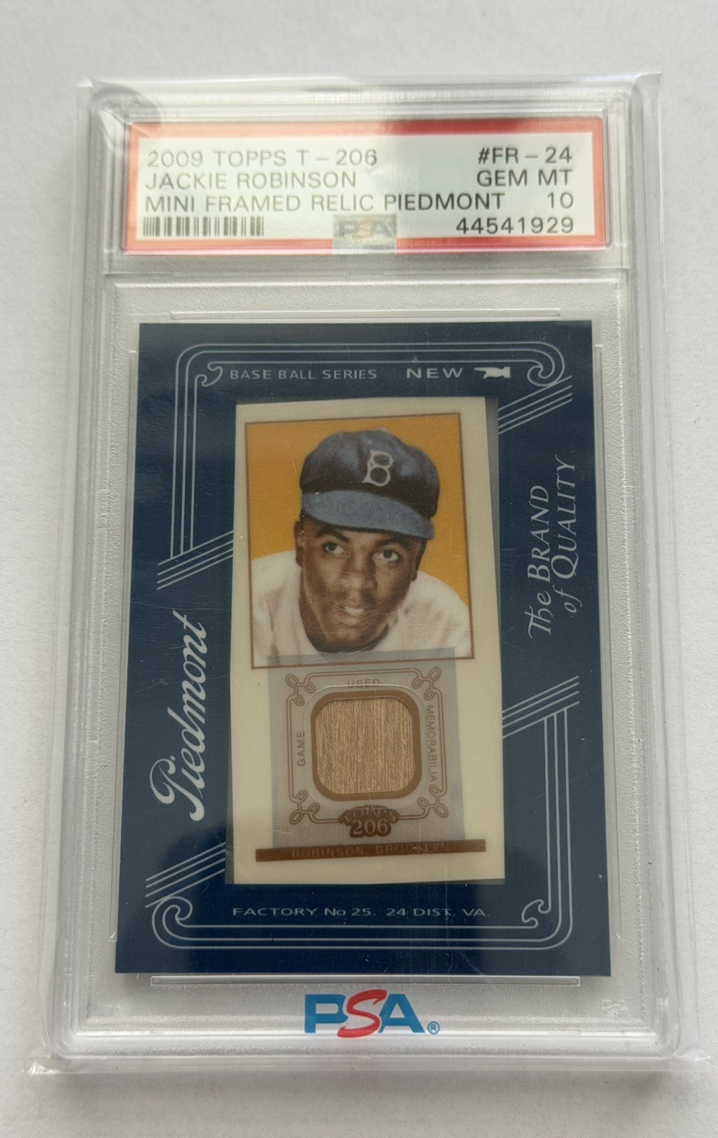 2009 Topps T 206 #FR 24 PSA 10 Jackie Robinson Mini Framed Relic Piedmont 💎  view 4