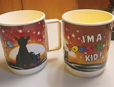 Set of 2 Vintage 1980s Deka Mugs I'm a Toys R Us Kid Vintage Cups 3 1/2 inches