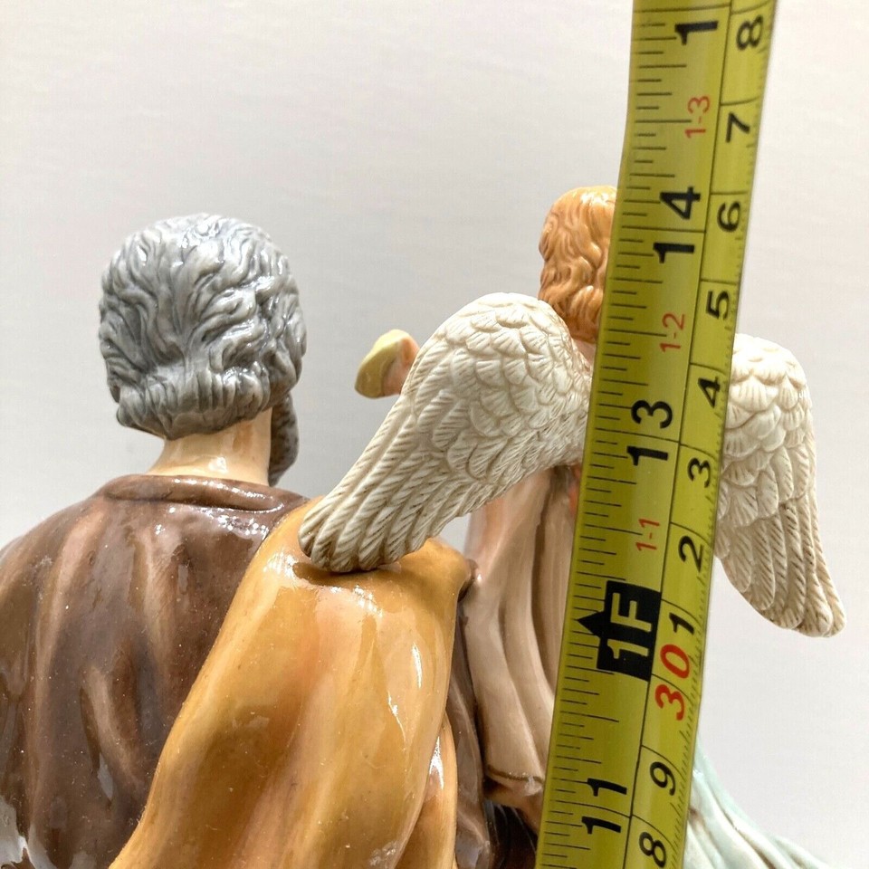 Ss Linux Holy Family Baby Jesus Porcelain Statue Mary Joseph Angel Sheep Donkey ...
