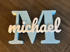 3D Printed Letter Name Sign Large 10  x10  Customizable Name, Letter Color 