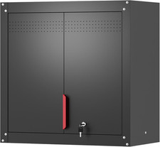 Metal Wall Cabinet,Wall Mounted Garage Storage Cabinet with Lock and Handle,Gara