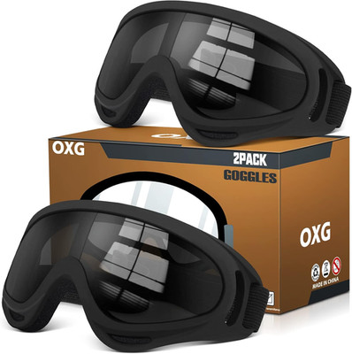 2 Pairs Motorcycle Goggles Fit Helmet, ATV Ski Goggles Anti-Uv Dustproof Windpro