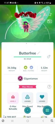 Pokemon Go Shiny Butterfree ( Gigantamax )  