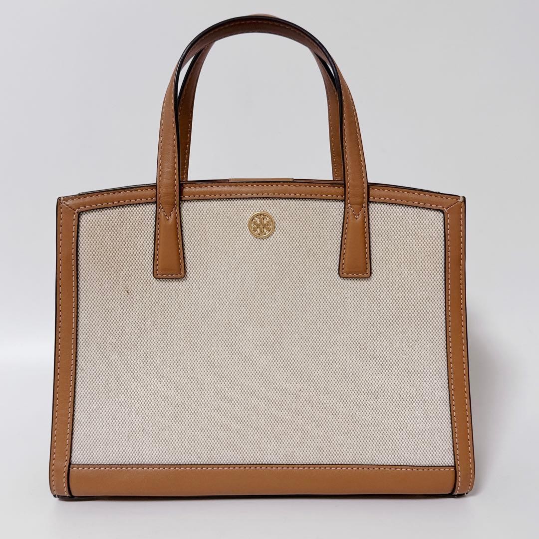 Tory Burch Tote Bag Shoulder Bag Canvas Leather Beige Women's From Japan thumbnail 2