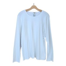 Talbots Ivory Long Sleeve T-Shirt Womens L NWOT Vtg Casule Round Neck