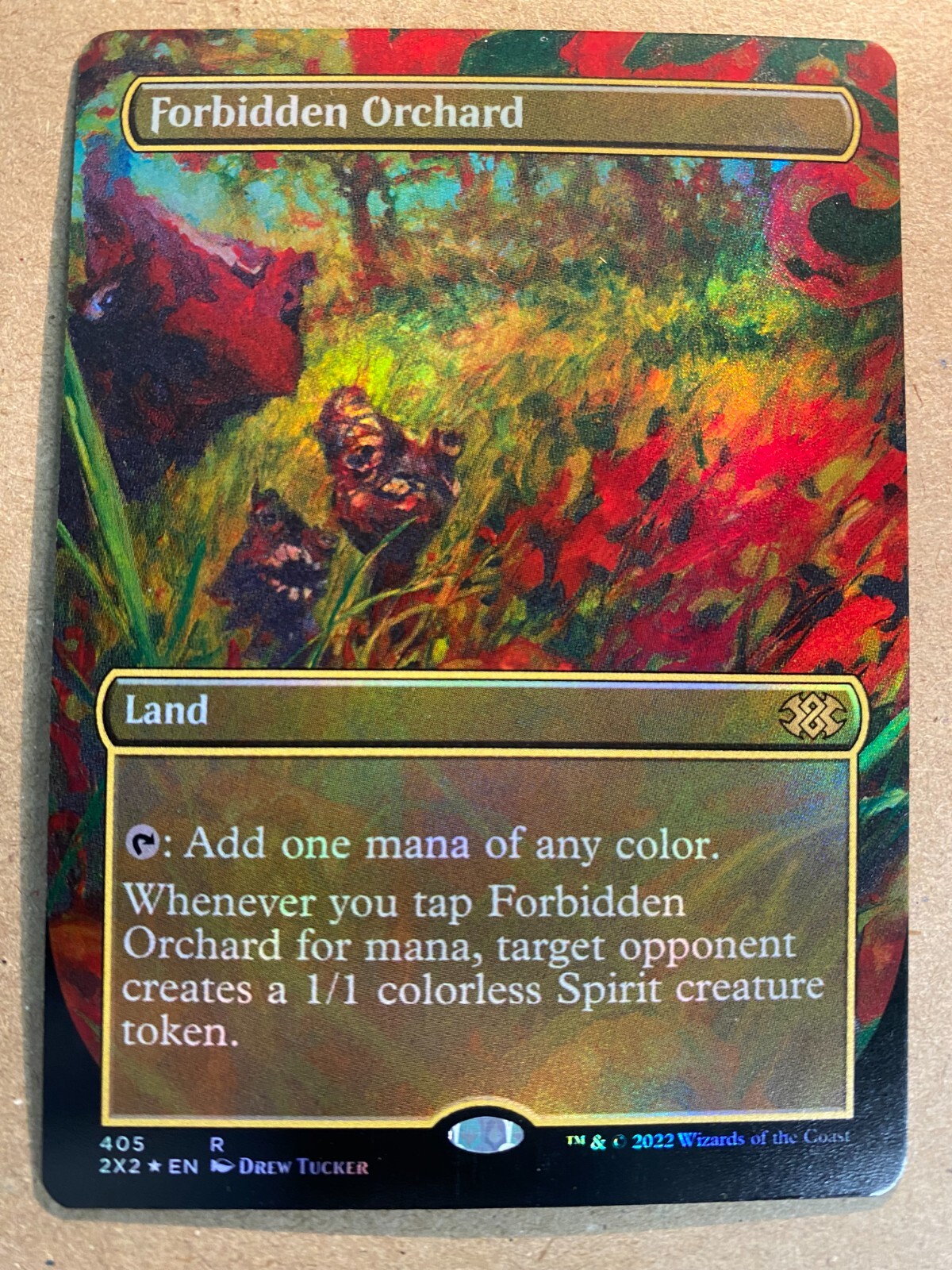 MTG 1x FOIL BORDERLESS Forbidden Orchard # 405 Double Masters Magic the x1 NM