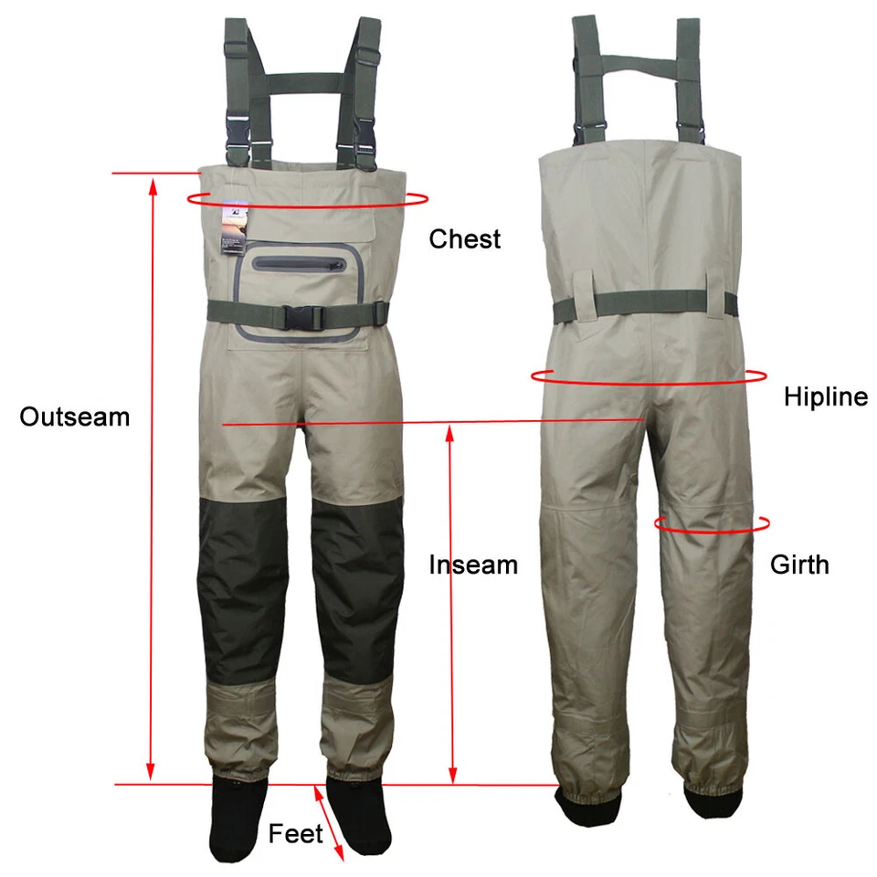 Fly Fishing Stocking Foot Wader Affordable Breathable Waterproof Chest Waders - Image 2 of 4
