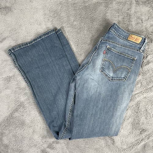 Levis 518 Bootcut Jeans 7 Blue Denim Outdoor Faded Distressed | eBay