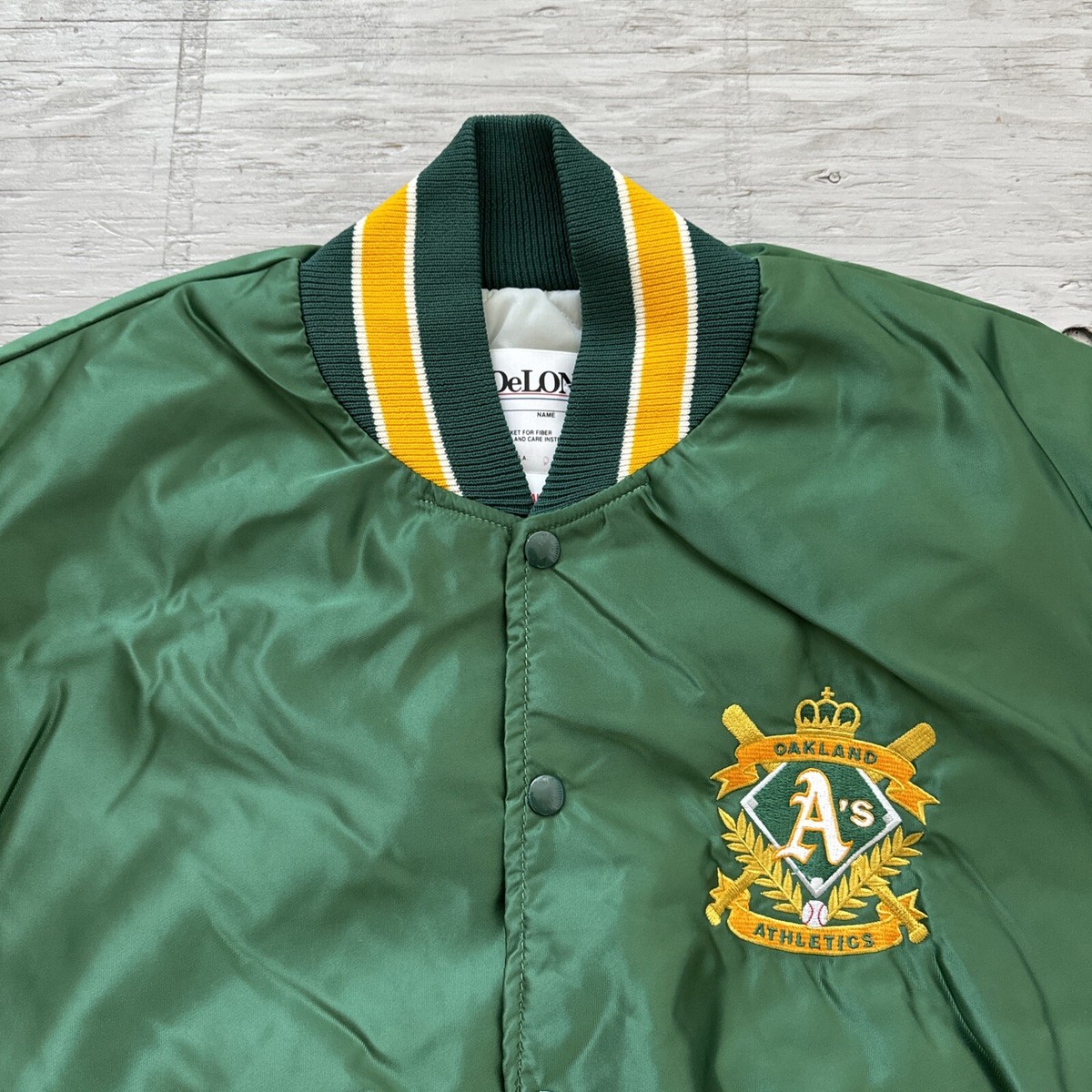 Vintage 90s MLB Delong Oakland Athletics A's Satin Baseball Jacket