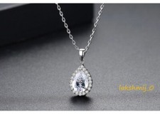 Teardrop Jewelry Pendant 2.21CT Pear Shape Halo Diamond 14K White Gold Finish