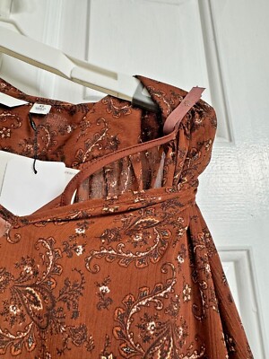 New Uniqlo C Chiffon Pleated Long-Sleeve Dress, Maxi Dress, Brown, XS | eBay