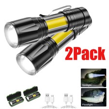 1/2PCS LED Torch Light USB Rechargeable Zooma...