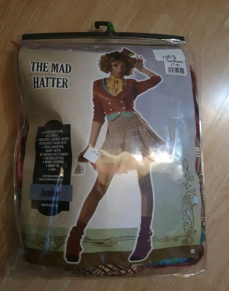 Disney Alice In Wonderland Mad Hatter Costume Junior 7 - 9 Medium 6 Piece - Image 2 of 3