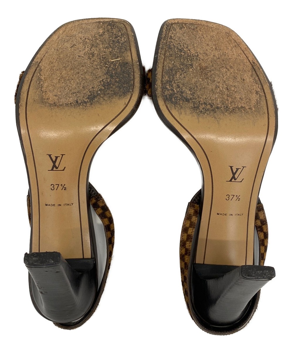 靴 LV Damier Mule Sandals Brown 37.5 Y2K LOUIS VUITTON Damier Heel Sandals Size 37.5 Mule Brown Slingback