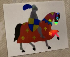 Vintage 1980’s Mrs. Grossman’s Shiny Foil sticker knight on horse