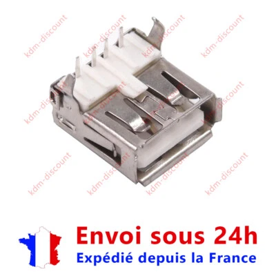 2 Connecteurs à souder USB type A femelle - Female USB 2.0 connector to solder - Photo 1/2