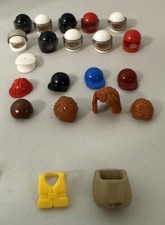 Lot Of 21 Lego Minifigure Accessory Lot Hair Helmets Hats Backbacks