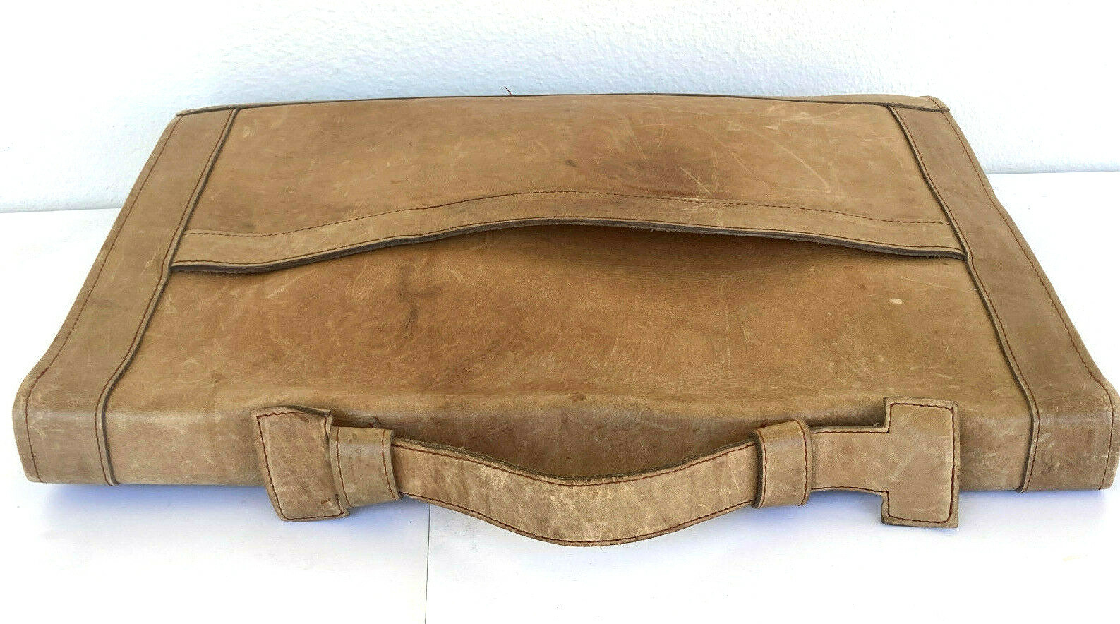 Document Case Briefcase Brown Leather Handle Bag … - image 6