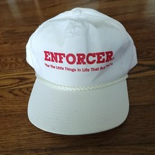 Vintage Cobra Caps White Snapback Hat Cap Enforcer Trucker Mesh USA Made 80s