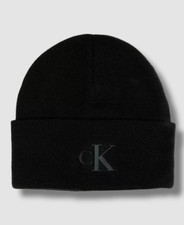  47 Calvin Klein Men's Black Logo Cuffed Beanie Hat One Size
